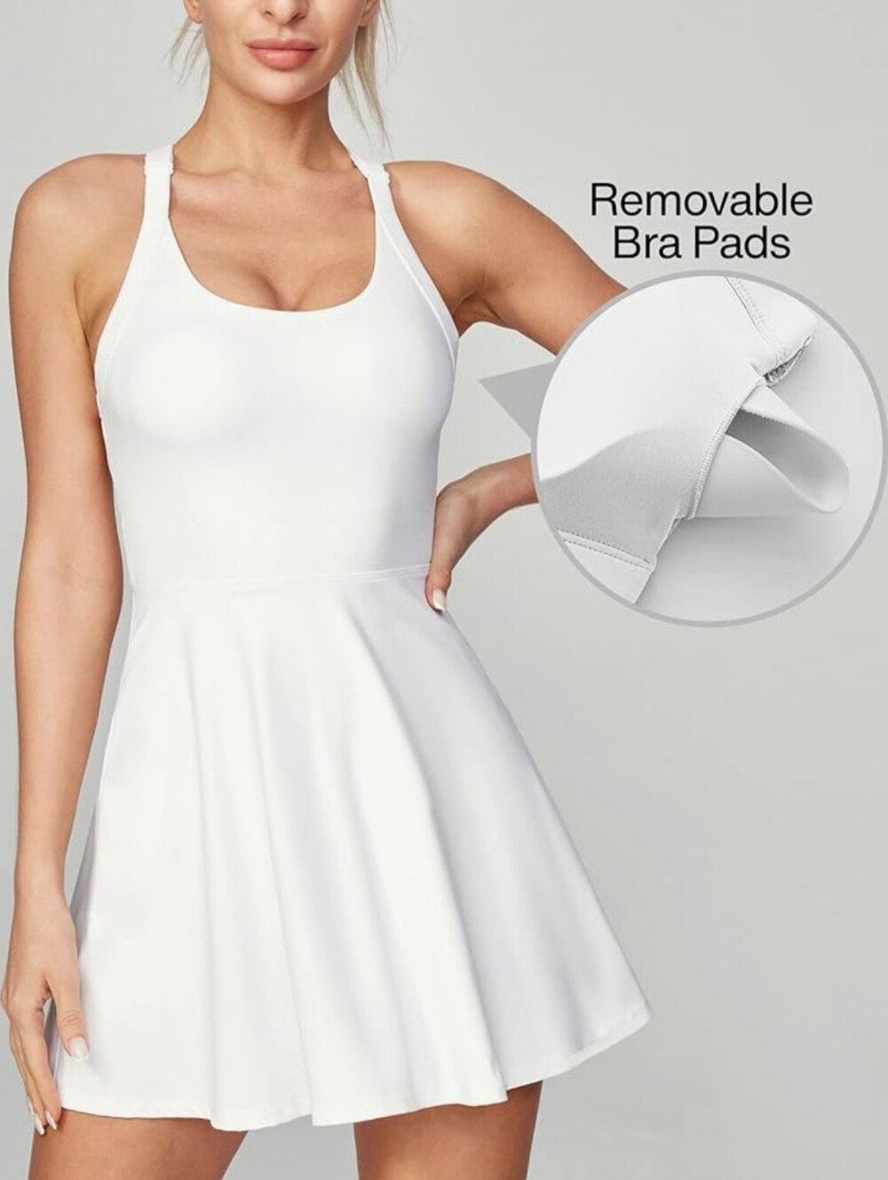 Sleeveless White Mini Dress with Flared Skirt